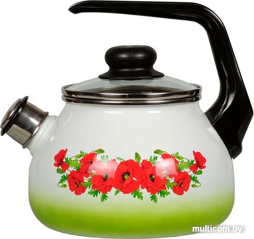 Чайник со свистком СтальЭмаль Восточный мак 4с210я