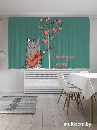 Комплект штор JoyArty Влюбленный кот-гитарист 1.45x1.8 м pox_53721_145x180 (2 шт)