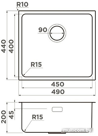 Кухонная мойка Omoikiri Tadzava 49-U/I Ultra 15 IN (нержавеющая сталь)