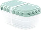 Набор контейнеров Полесье №40 1.6л с крышками 73782 (4 шт, прозрачный/бледно-оливковый)