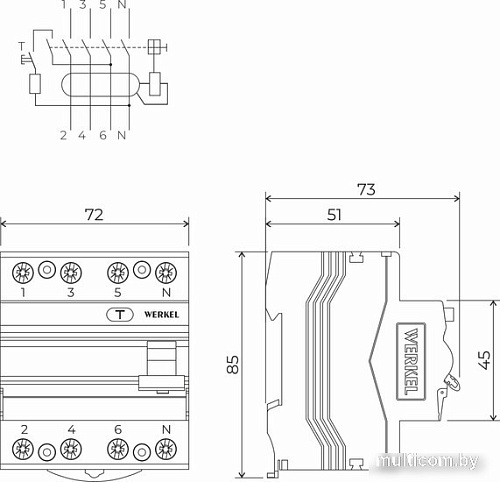 Устройство защитного отключения Werkel 3P+N 63 A 30m А АС 6 kА W914P636