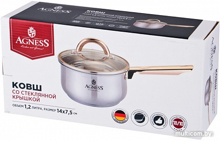 Кастрюля с длинной ручкой Agness 937-740