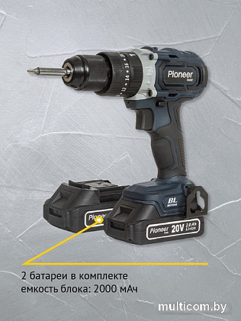 Ударная дрель-шуруповерт Pioneer Tools CID-E2002CB (с 2-мя АКБ, кейс)