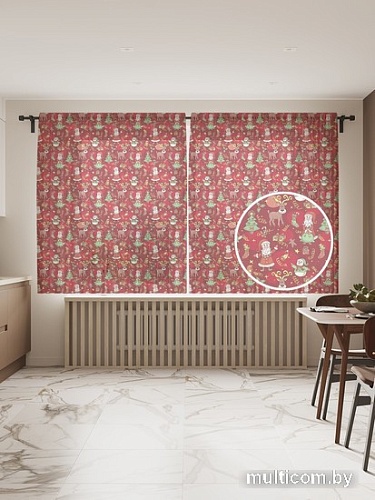 Комплект штор JoyArty Дедушка Мороз с подарками 1.45x1.8 м tul_185482_145x180 (2 шт)