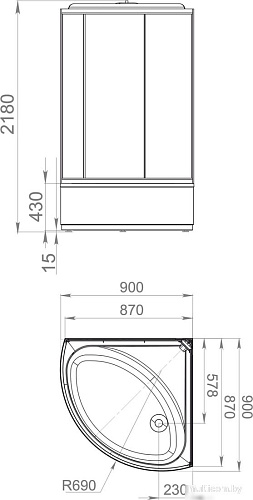 Душевая кабина Domani-Spa Eco Simple 99 High 90x90 DS01Sm99HBT00-V1.2
