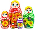Развивающая игра Брестская Матрешка С букетом желтых гербер (набор 5 шт)