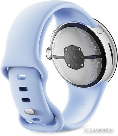 Умные часы Google Pixel Watch 2 LTE (глянцевый серебристый/залив, спортивный силиконовый ремешок)