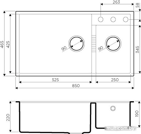 Кухонная мойка Omoikiri Tedori 85-2-U-BL (черный)