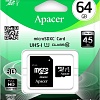 Карта памяти Apacer microSDXC (Class 10) 64GB + адаптер [AP64GMCSX10U1-R]