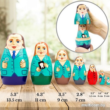 Развивающая игра Брестская Матрешка В виде персонала кабинета стоматолога (набор 7 шт)