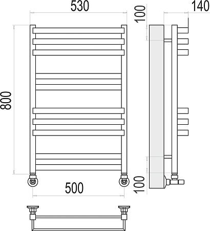 Полотенцесушитель TERMINUS Линц П10 500x800 (хром)