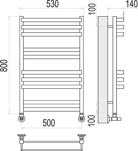Полотенцесушитель TERMINUS Линц П10 500x800 (хром)