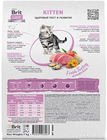 Сухой корм для кошек Brit care Superpremium Kitten с индейкой для котят, беременных и кормящих кошек (здоровый рост) 7 кг