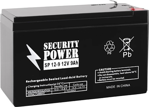 Аккумулятор для ИБП Security Power SP 12-9 F1 (12В/9 А·ч)