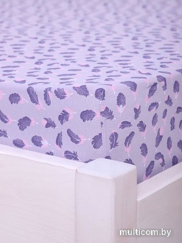 Постельное белье Luxsonia Трикотаж на резинке 140x200 3366 (перышки серый)