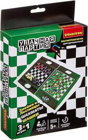 Шахматы/шашки Bondibon Удачная партия 3в1 ВВ3484