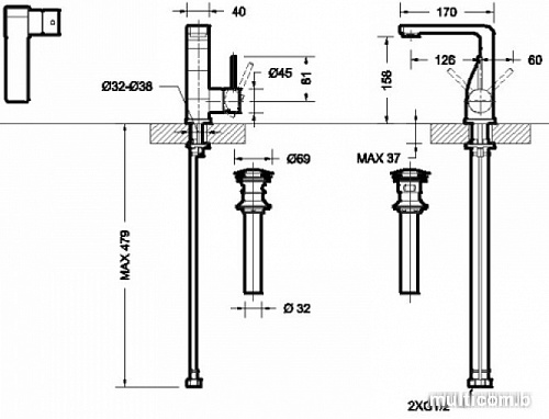 Смеситель Bravat Arc F16061K-2-ENG (черный)
