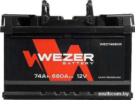 Автомобильный аккумулятор Wezer WEZ74680R (74 А·ч)