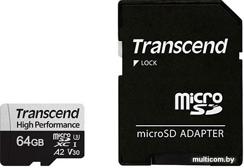 Карта памяти Transcend microSDXC 330S 64GB (с адаптером)