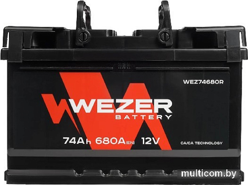 Автомобильный аккумулятор Wezer WEZ74680R (74 А·ч)