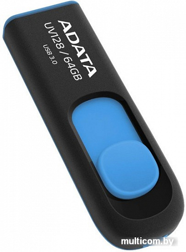 USB Flash A-Data DashDrive UV128 Black/Blue 64GB (AUV128-64G-RBE)