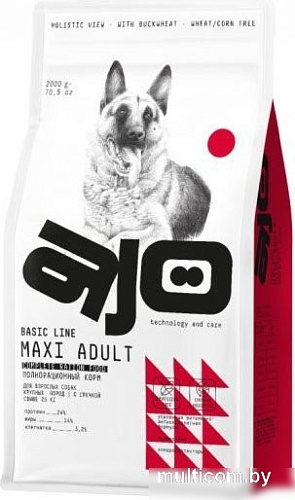 Сухой корм для собак AJO Dog Maxi Adult с гречкой для взрослых собак крупных пород 2 кг