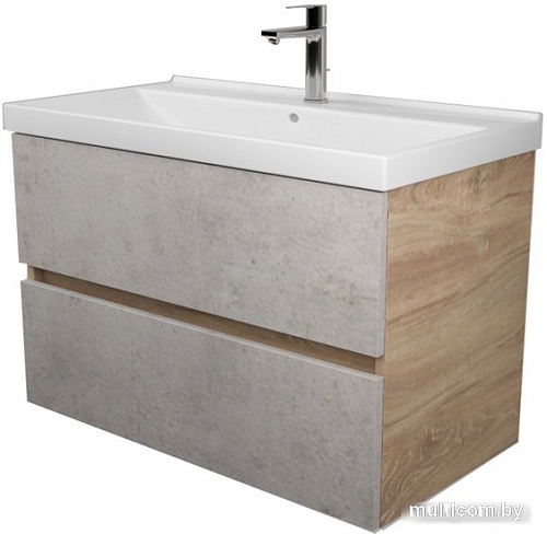Дабер Тумба под умывальник 011 Т11.8.0.7 (дуб канзас коричневый/бетон чикаго)
