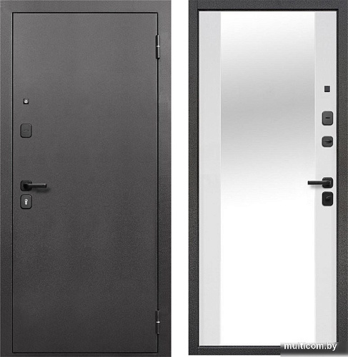 Металлическая дверь Guard Зеркало серебристый/белый матовый (96x205, правая)
