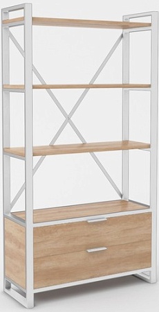 Стеллаж Hype Mebel Стандарт Люкс 50x170 (белый/дуб галифакс натуральный)