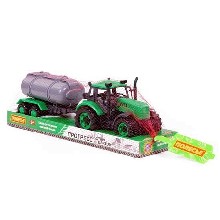 Трактор Полесье Прогресс с прицепом-цистерной 94636 (зелёный)