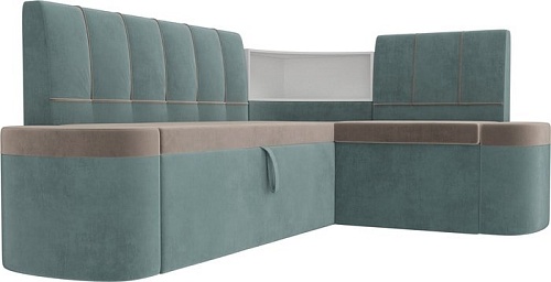 Угловой диван Mebelico Тефида 107509 (правый, коричневый/бирюзовый)