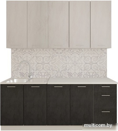 Готовая кухня Артём-Мебель Эльза СН-114 без стекла МДФ 2.0м (бетон белый/бетон серый)