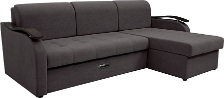 Диван Сириус Лидер-2 с оттоманкой НПБ 250x165 (Eva 24 велюр темно-серый)