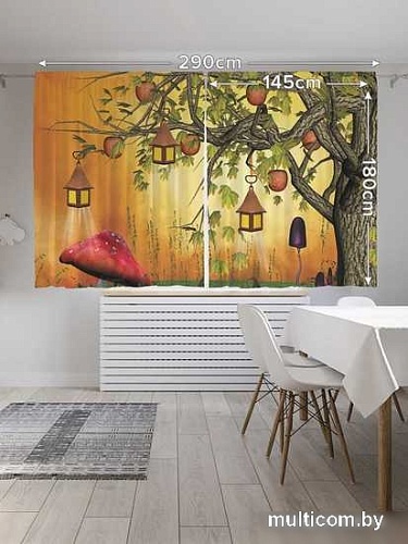 Комплект штор JoyArty Лесной сад с фонарями 1.45x1.8 м (2 шт)
