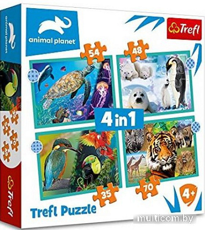 Набор пазлов Trefl Таинственный мир животных 34382 (4 в 1)