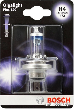 Галогенная лампа Bosch H4 Gigalight Plus 120 blister 1шт