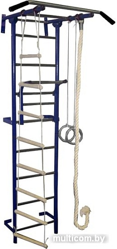 Детский спортивный комплекс Крепыш Г-образный пристенный-1 с ПВХ покрытием (синий)