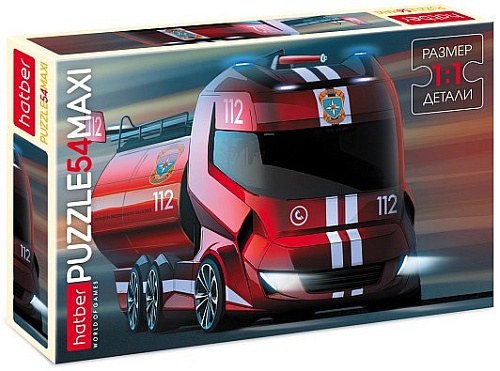 Пазл Hatber Maxi Пожарная машина 54ПЗ3_28204 (54 эл)