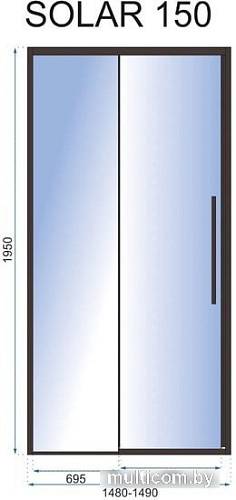 Душевая дверь Rea Solar 150 (черный/прозрачное стекло)