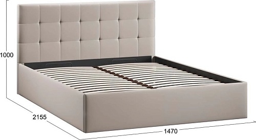 Кровать Трия Джоли Тип 1 универсальный 140x200 (велюр Confetti Smoke)