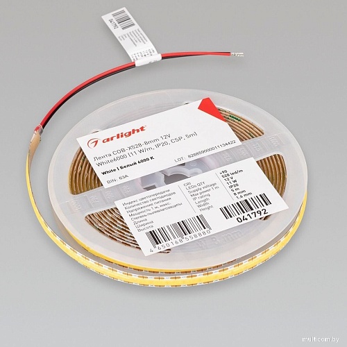 Светодиодная лента COB Arlight 11W/m 528Led/m CSP холодный белый 5M COB-X528-8mm 12V White6000 041792