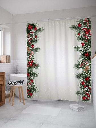 Шторка-занавеска для ванны JoyArty Двухстороннее рождественское оформление sc_37171