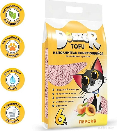 Наполнитель для туалета Doyzer Tofu персик 6 л