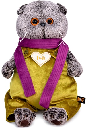 Классическая игрушка BUDI BASA Collection Басик в бархатном комбинезоне Ks22-209 (22 см)