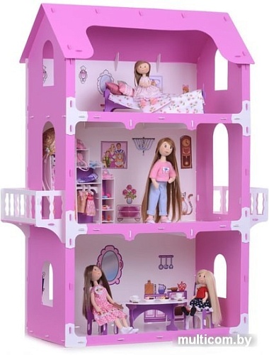 Кукольный домик Krasatoys Екатерина с мебелью 000263 (белый/розовый)