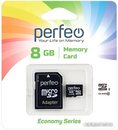 Карта памяти Perfeo microSDHC PF8GMCSH10AES 8GB (с адаптером)
