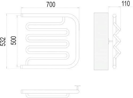 Полотенцесушитель TERMINUS Фокстрот-Лиана 1" 500x700 бп