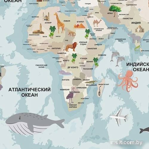 Фотообои Citydecor Детская Карта мира 341 300x260