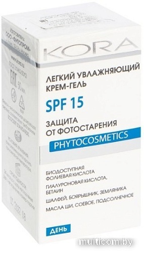 Kora Крем для лица Гель Увлажняющий SPF15 Защита от фотостарения (50 мл)