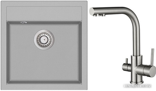 Кухонная мойка Aquasanita Tesa SQT100W + Akvaduo 2663 (серебристый 220/никель 002)